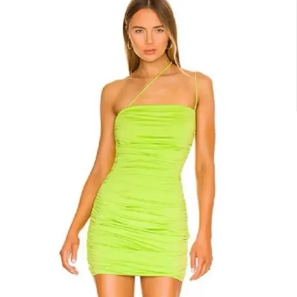 NWT superdown sierra ruched mini lime green dress - Picture 3 of 3